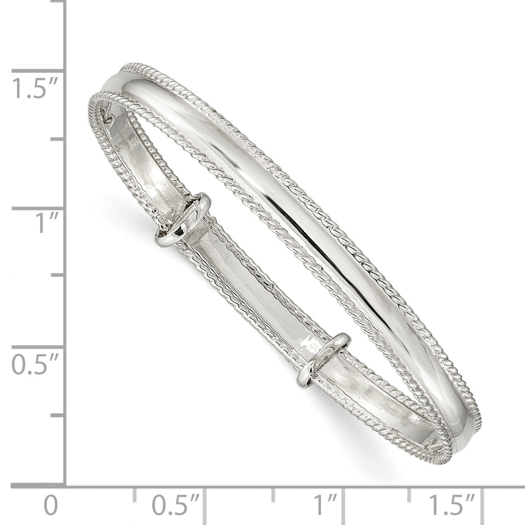 Sterling Silver 925 Girls' Milgrain Adjustable Polished Bracelet