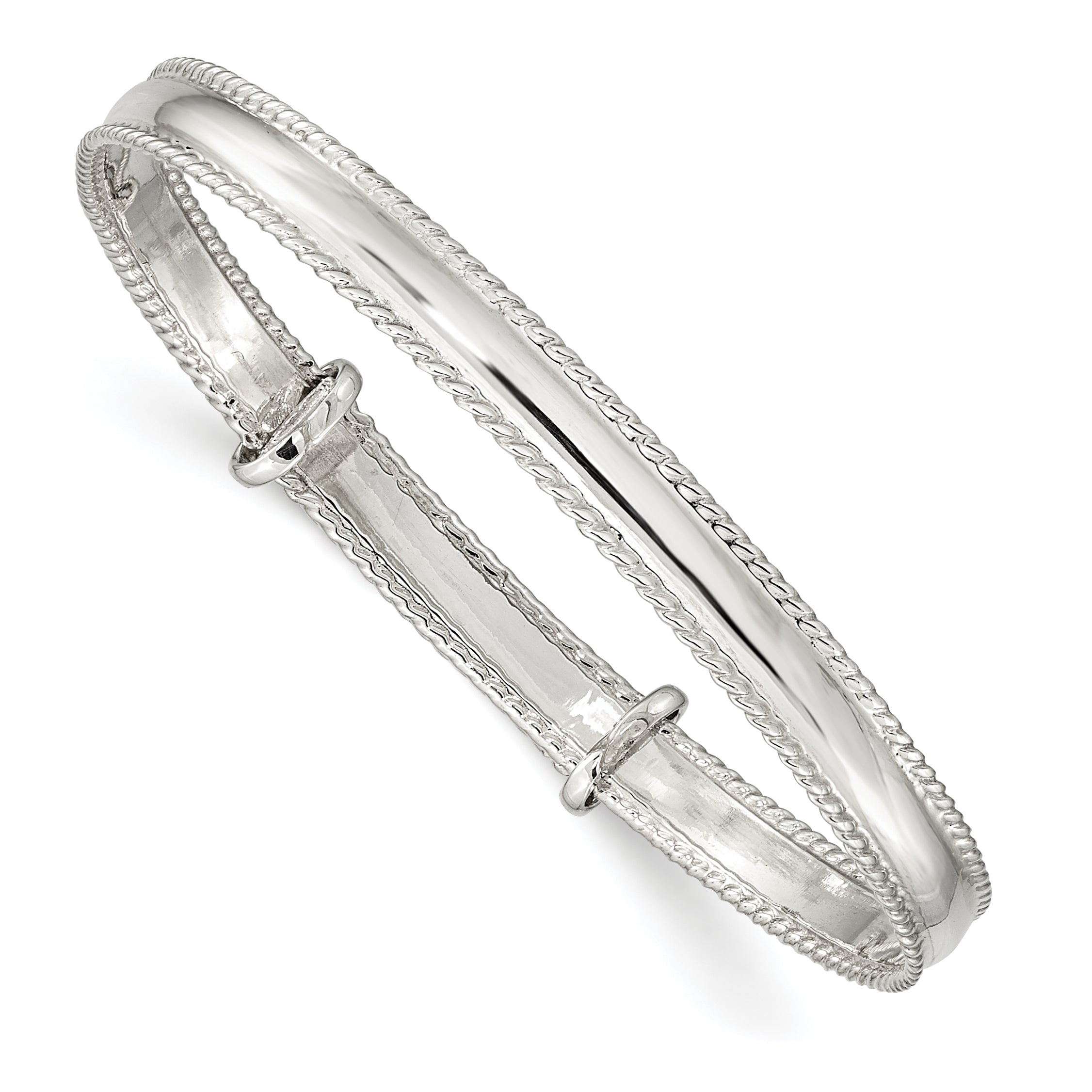 Sterling Silver Polished Milgrain 4.75mm Adjustable Children's Bangle Main image