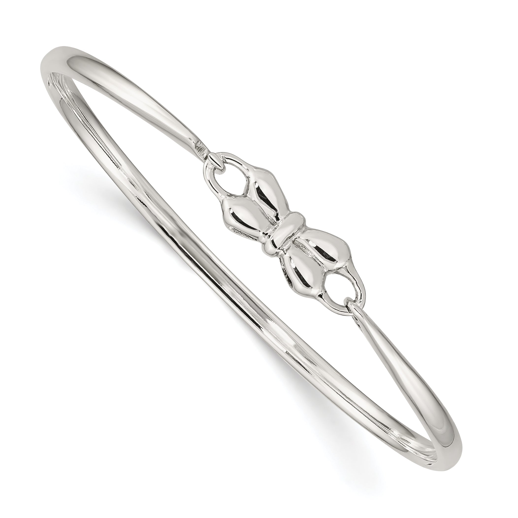 Sterling Silver Polished Bow Baby Bangle Bracelet Main image