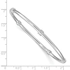 Sterling Silver Rhodium-Plated Women's Bangle with Polished Slip-On Design