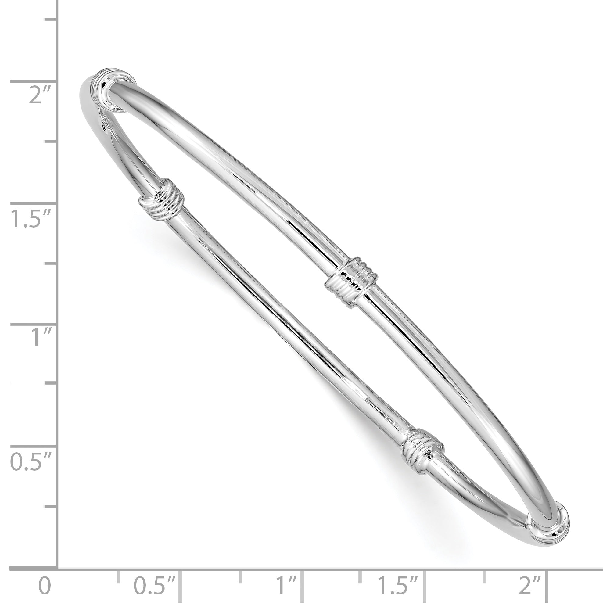Sterling Silver Rhodium-Plated Women's Bangle with Polished Slip-On Design