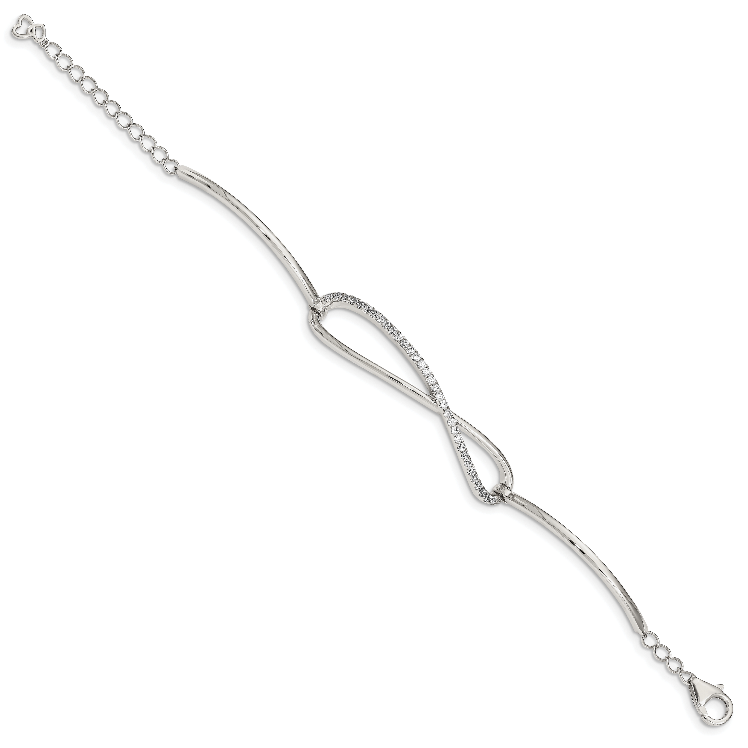 Sterling Shimmer Sterling Silver Rhodium-plated 33 Stone CZ Infinity Symbol Bracelet Secondary image