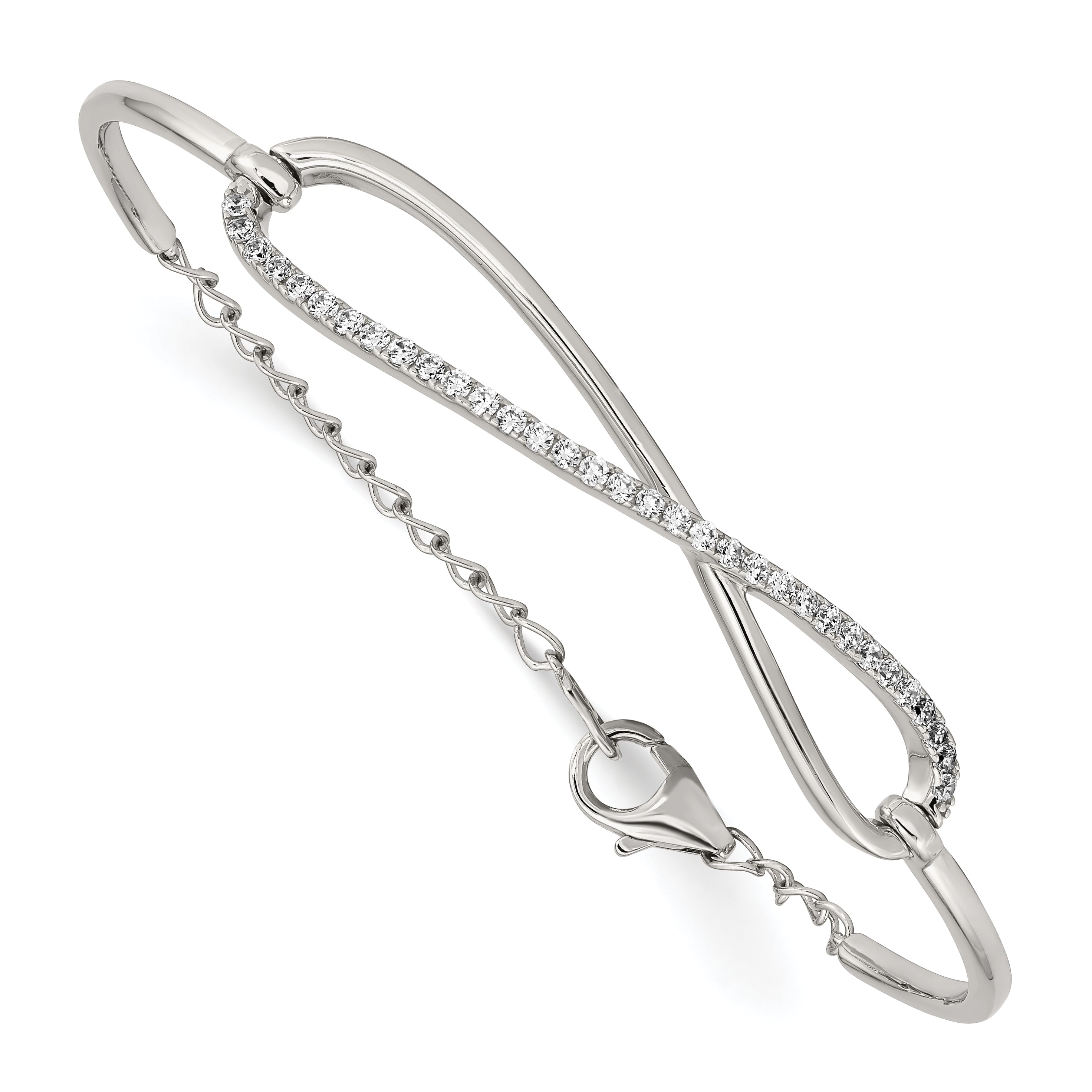 Sterling Shimmer Sterling Silver Rhodium-plated 33 Stone CZ Infinity Symbol Bracelet Main image