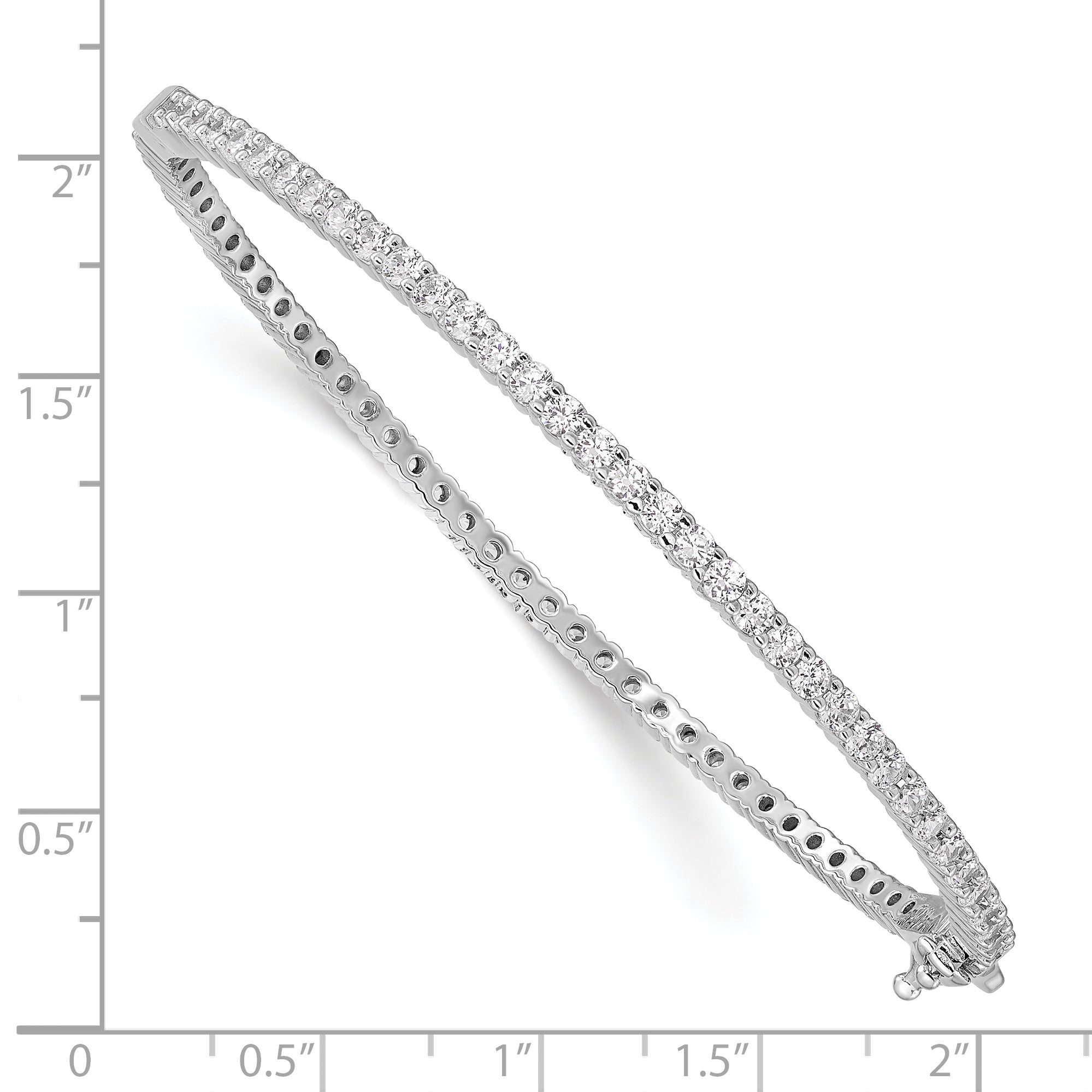 Sophia Jewelers Sterling Silver CZ Bangle with Polished Rhodium Finish