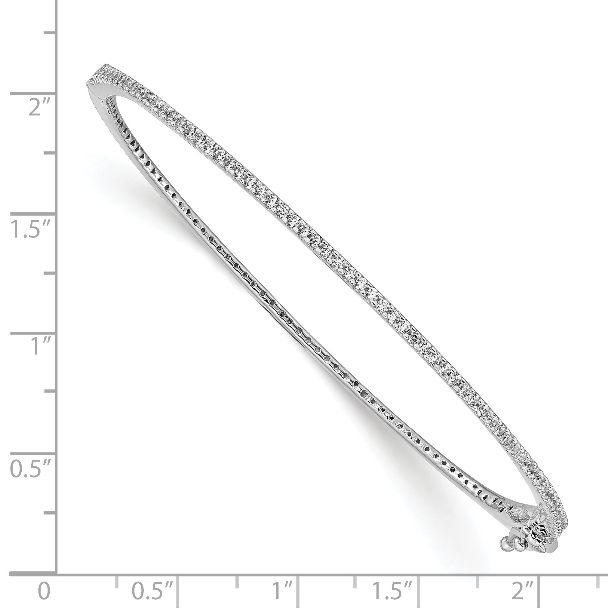 Sterling Silver 925 Rhodium-Plated CZ Bangle Bracelet with Hinged Design