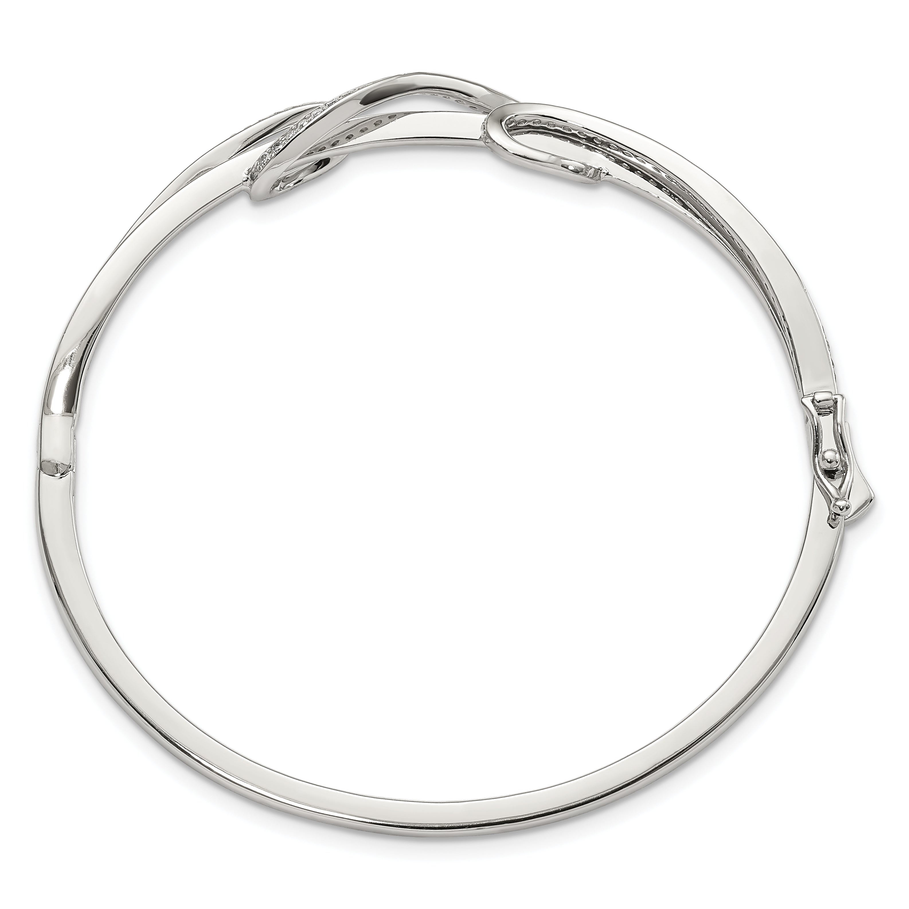 Sophia Jewelers 925 Sterling Silver CZ Bangle with Rhodium Polish Secondary image