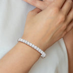 Sophia Jewelers Sterling Silver CZ Hinged Bangle with Rhodium Polish
