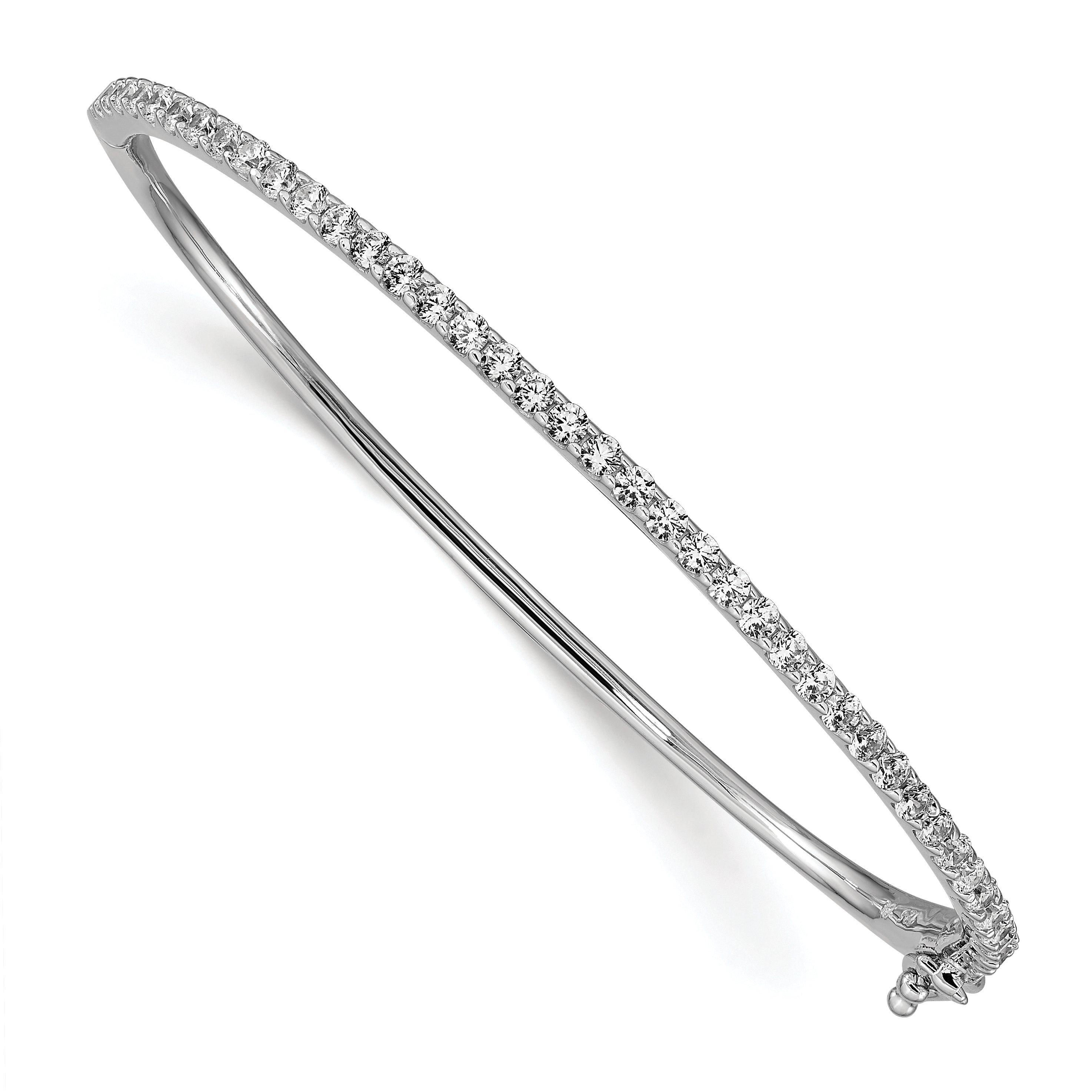 Sterling Shimmer Sterling Silver Rhodium-plated 41 Stone CZ Hinged Bangle Bracelet Main image