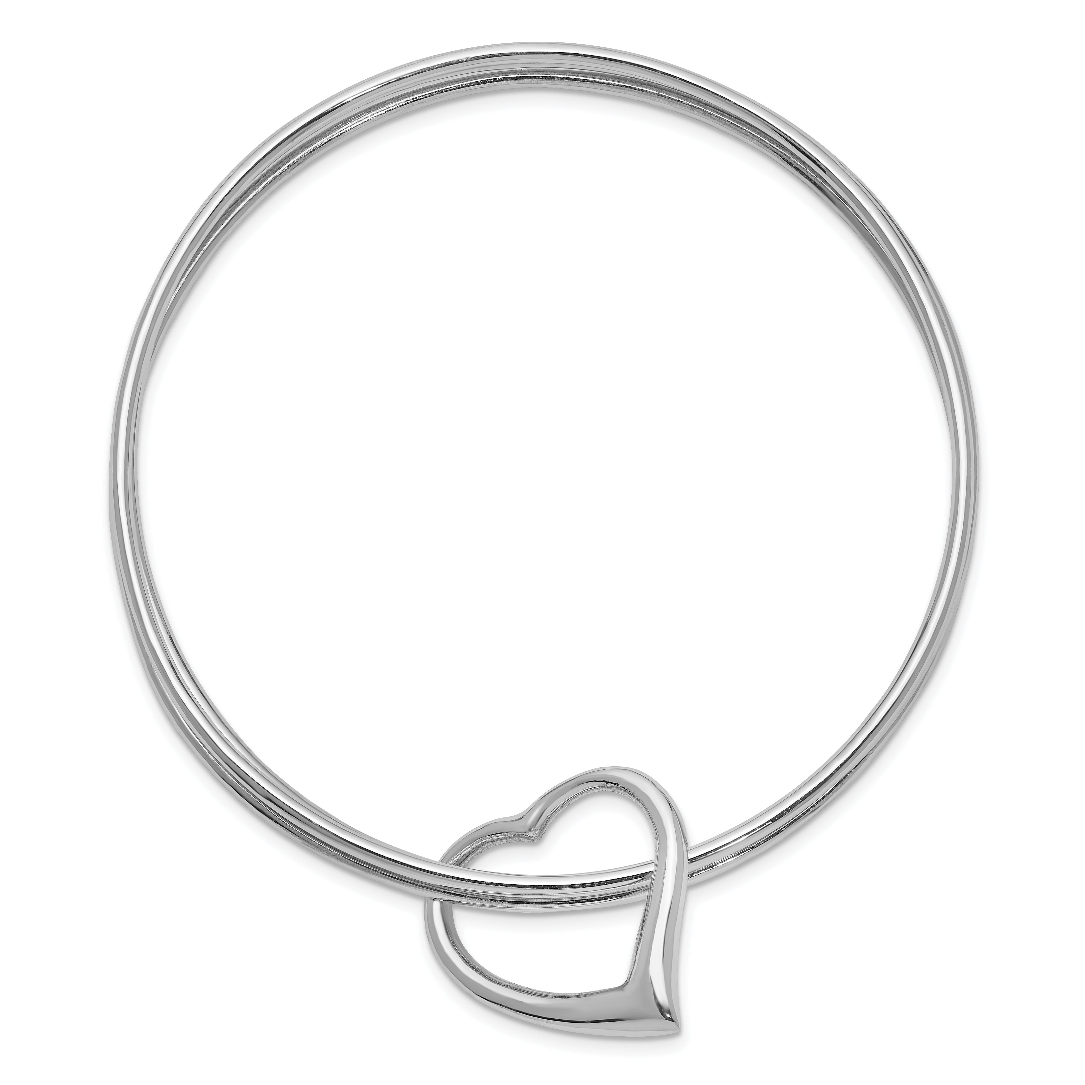 Sterling Silver Rhodium-plated Polished 3 Piece Heart Slip On Bangle Secondary image