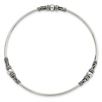 Sterling Silver Antiqued Beaded Slip On Bangle