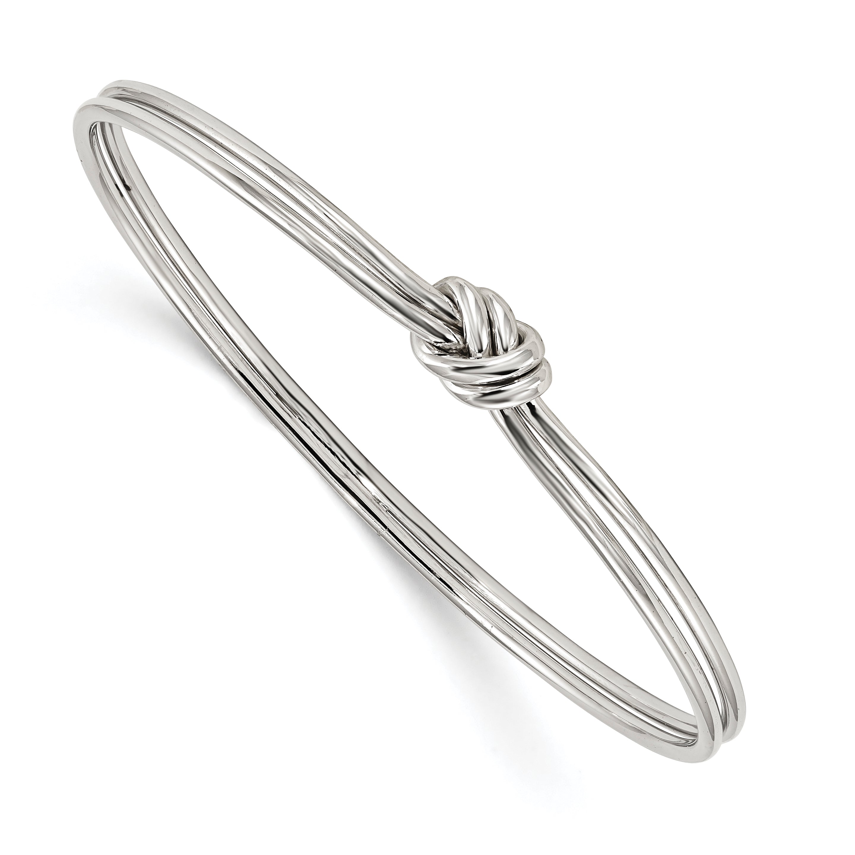 Sterling Silver Rhodium-plated Polished Knot Slip on Bangle Main image