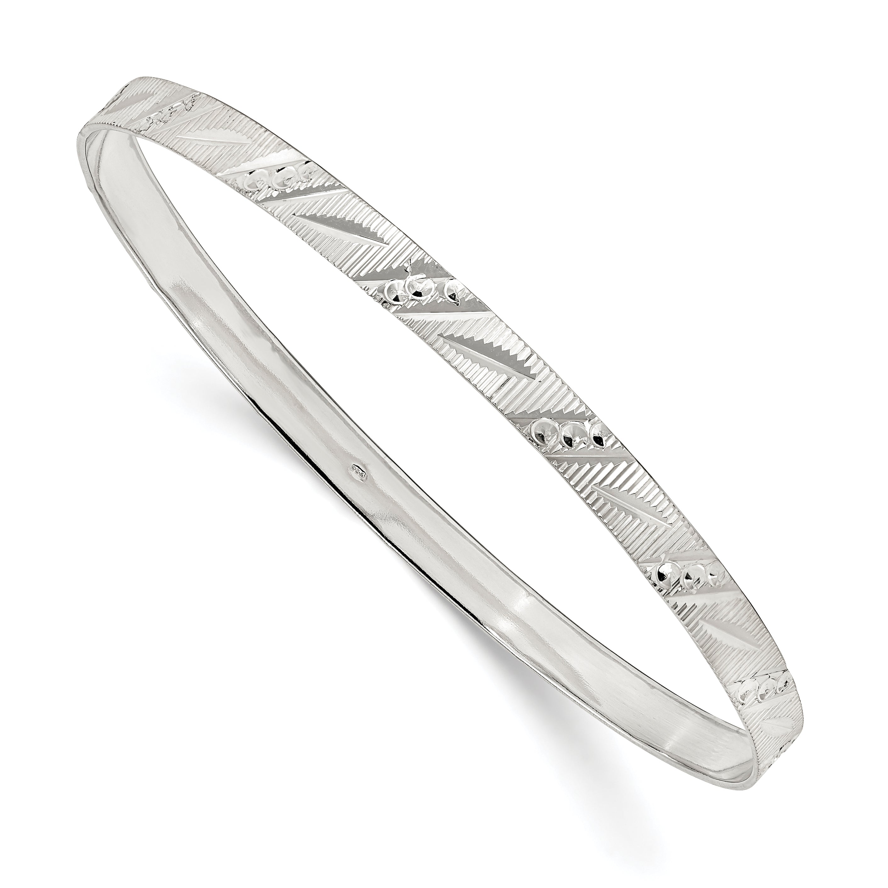 Sterling Silver 5mm Diamond Cut Slip-on Bangle Main image