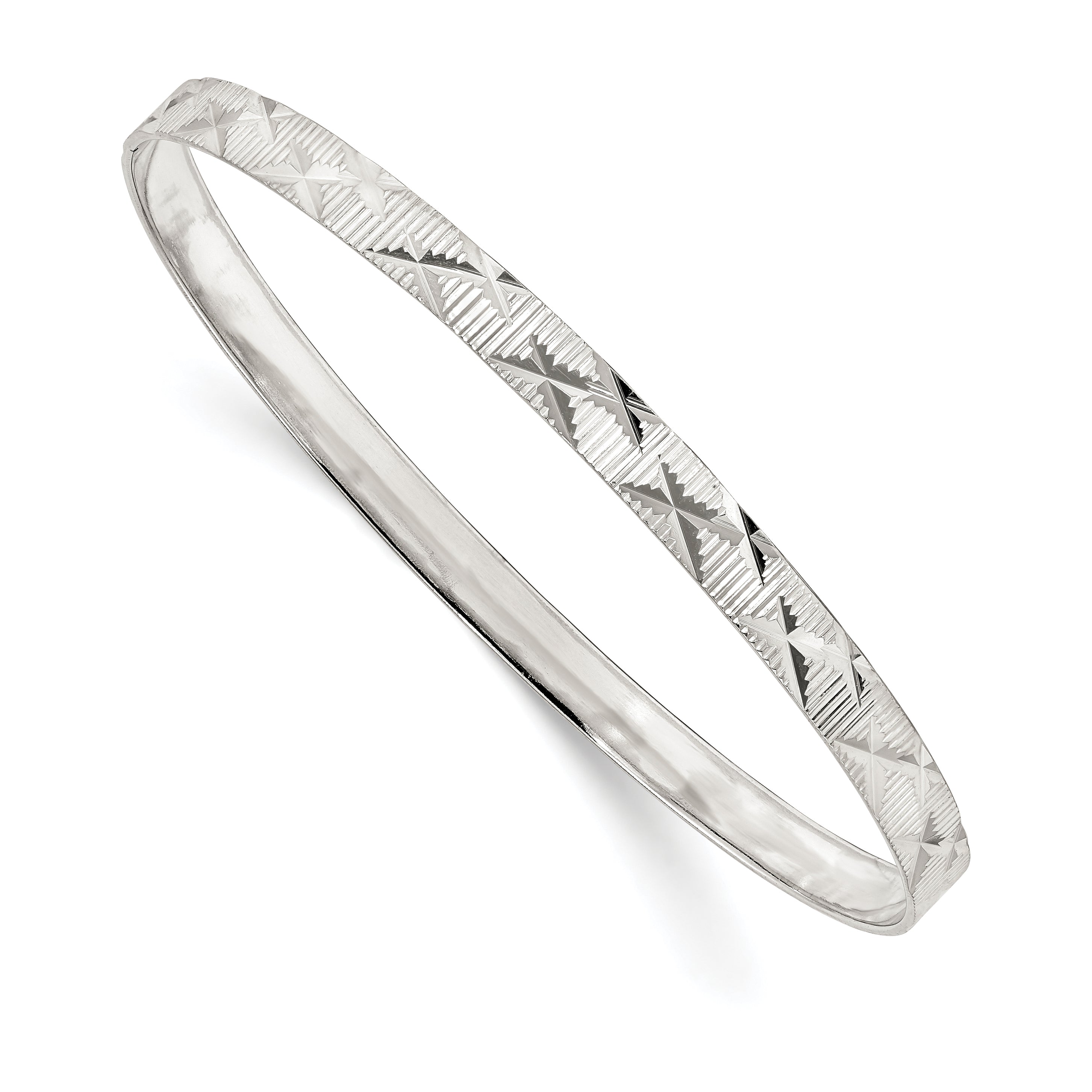 Sterling Silver 5mm Diamond Cut Slip-on Bangle Main image