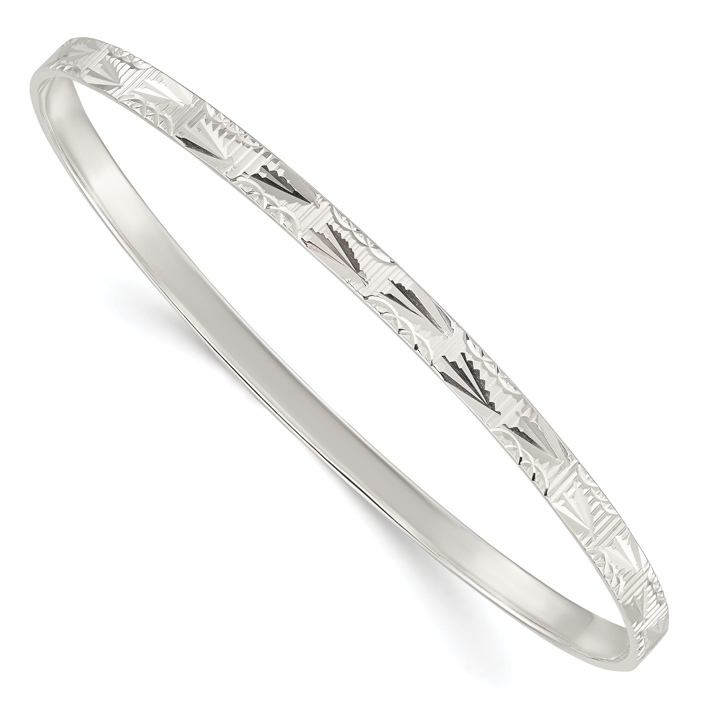 Sterling Silver Diamond Cut Slip-on Bangle Main image