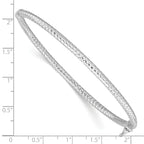 Sterling Silver Rhodium-plated Polish/Textured 3mm Hinged Bangle