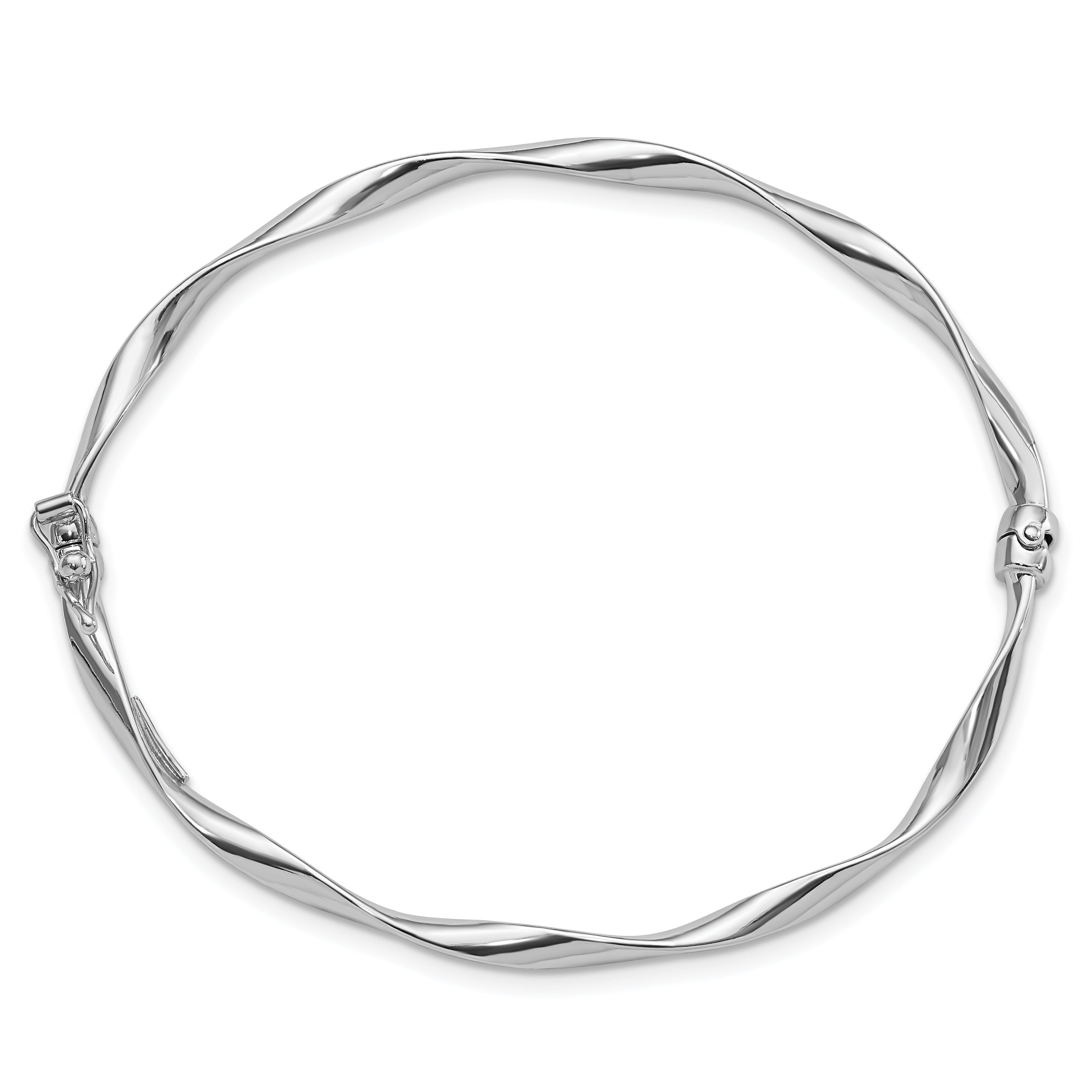 Sterling Silver Rhod-plated Polished 3mm Twisted Hinged Bangle Secondary image