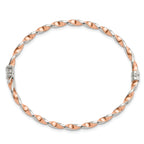 Sterling Silver Rose-tone Polished Twisted 3mm Hinged Bangle