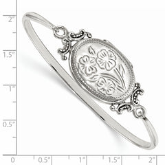 Sterling Silver 925 Floral Oval Locket Bangle Bracelet for Women