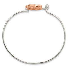 Sophia Jewelers Sterling Silver Rose-Tone Polished Flower Bangle