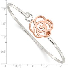 Sophia Jewelers Sterling Silver Rose-Tone Polished Flower Bangle
