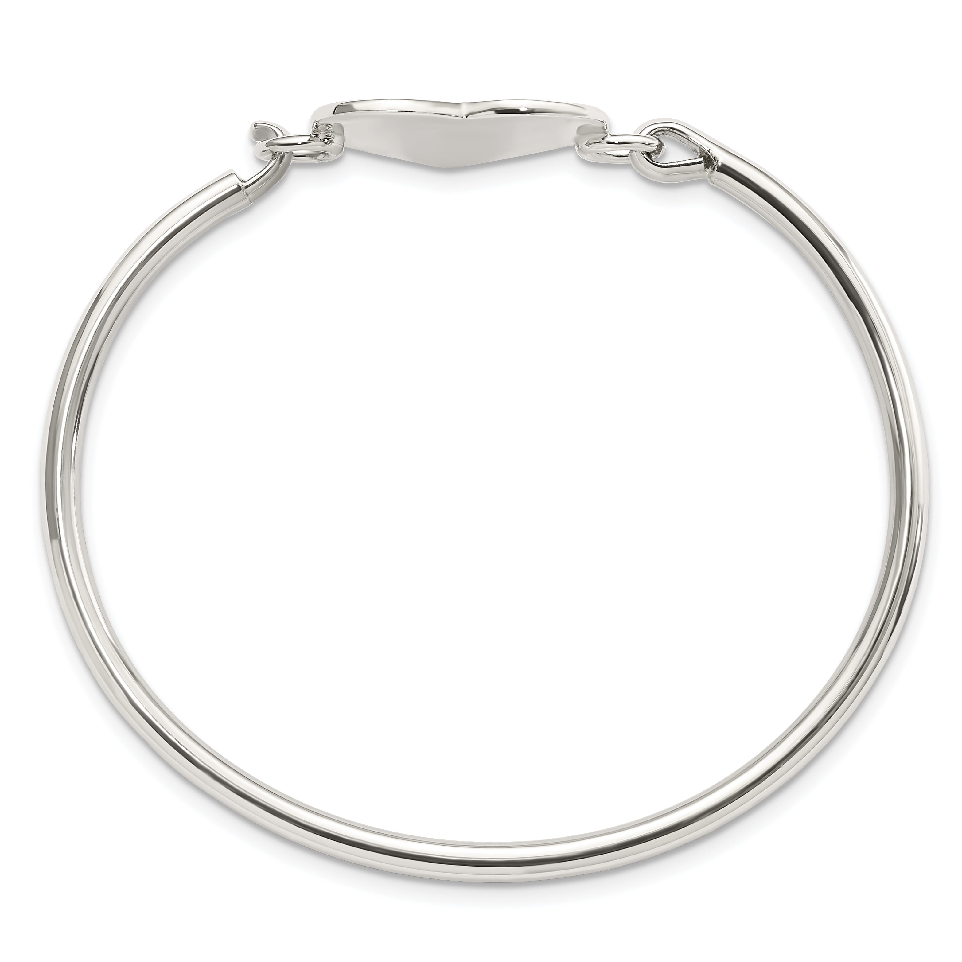 Sterling Silver 925 Engravable Heart Bangle with Polished Finish Secondary image