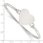 Sterling Silver 925 Engravable Heart Bangle with Polished Finish