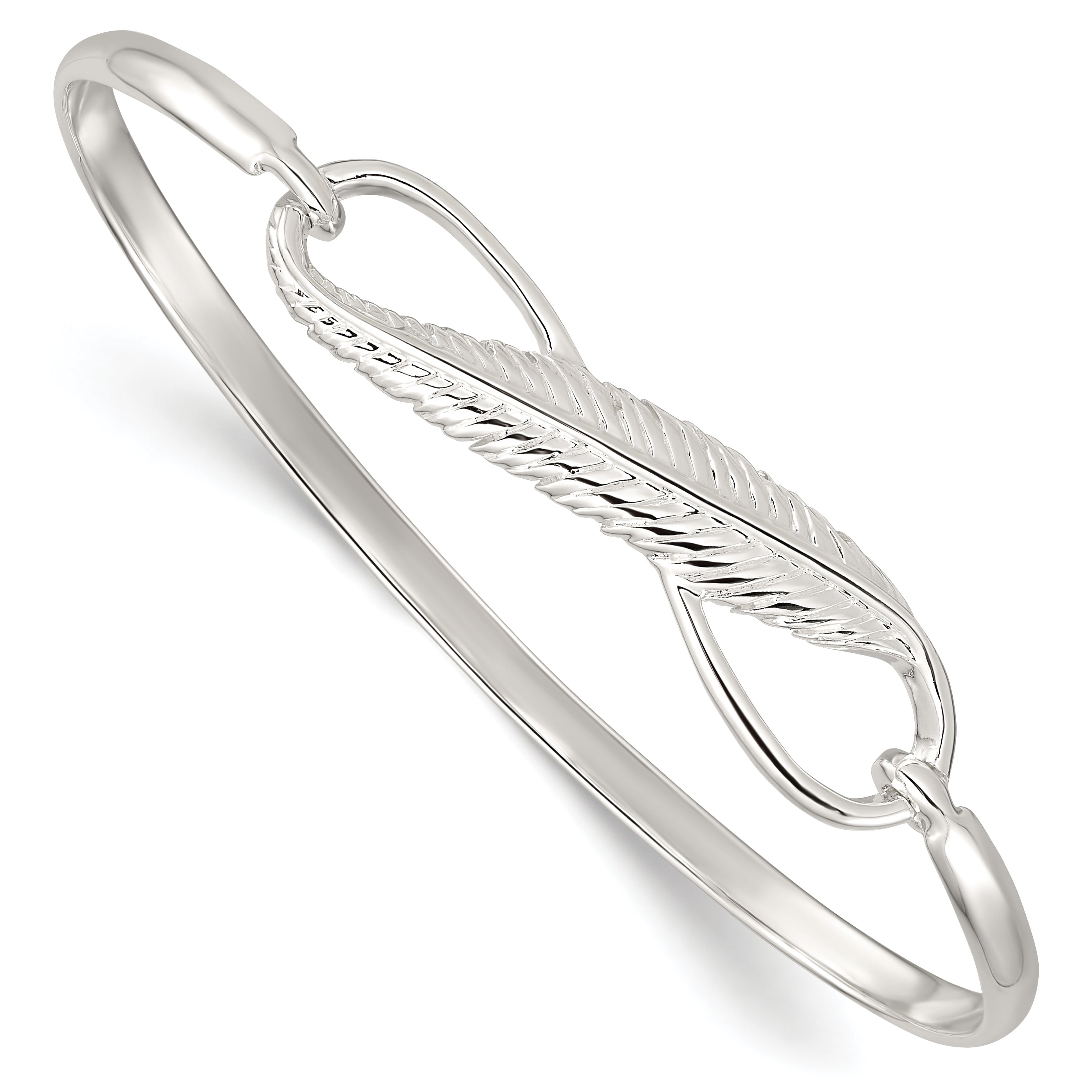 Sterling Silver Infinity w/Feather Bangle Bracelet Main image
