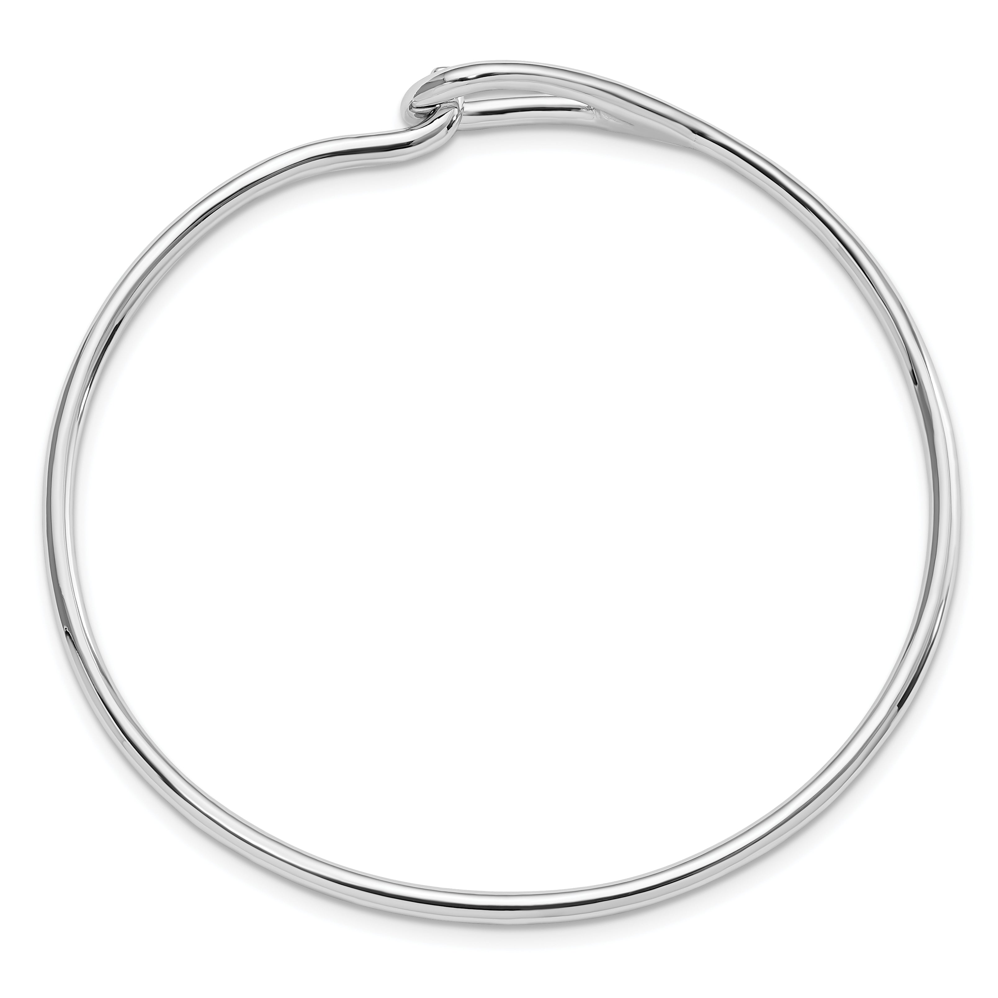 Sterling Silver Polished Bangle with Rhodium Finish Elegant Women's Jewelry Secondary image