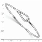 Sterling Silver Polished Bangle with Rhodium Finish Elegant Women's Jewelry