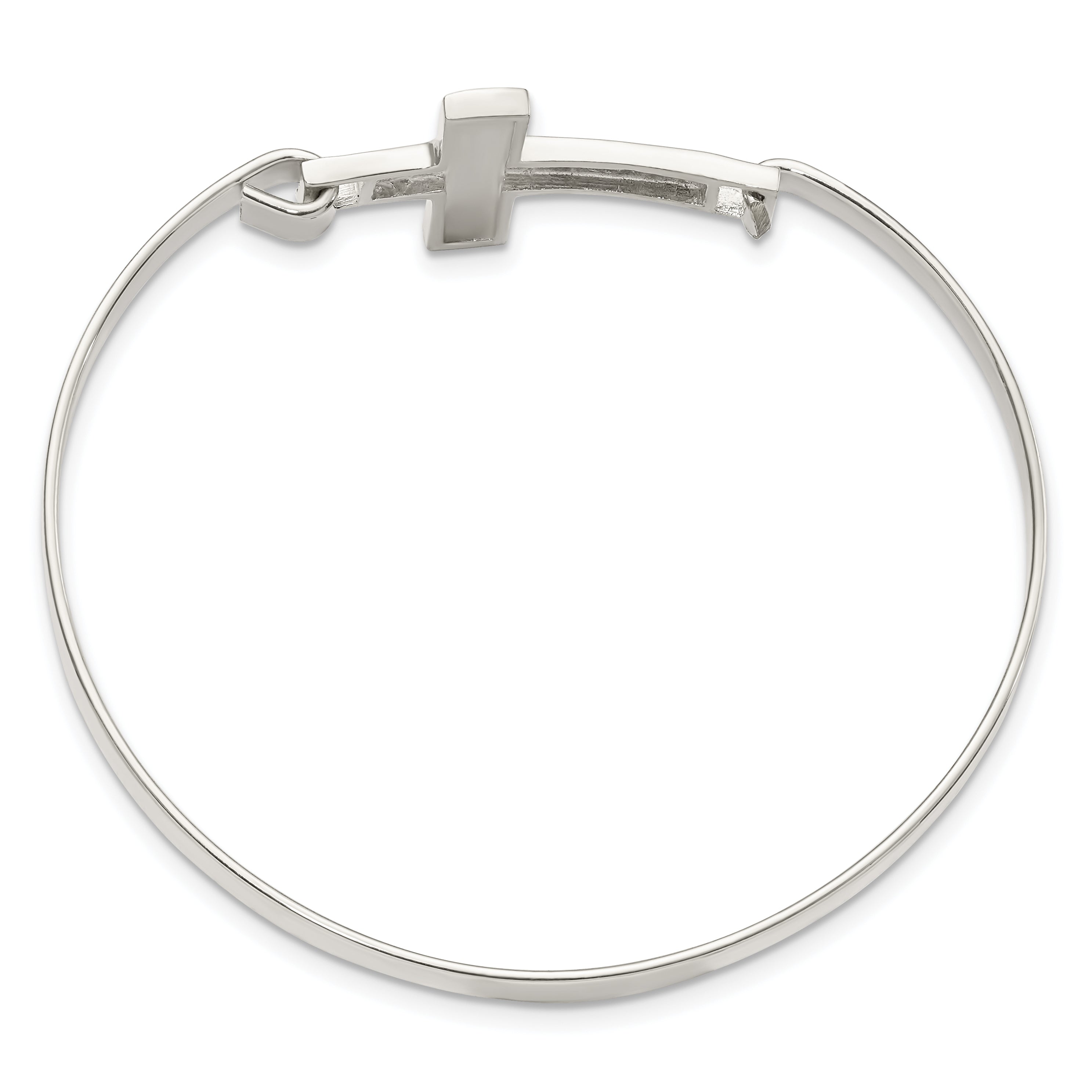Sophia Jewelers Sterling Silver 925 Polished Cross Bangle Elegant Handmade Design