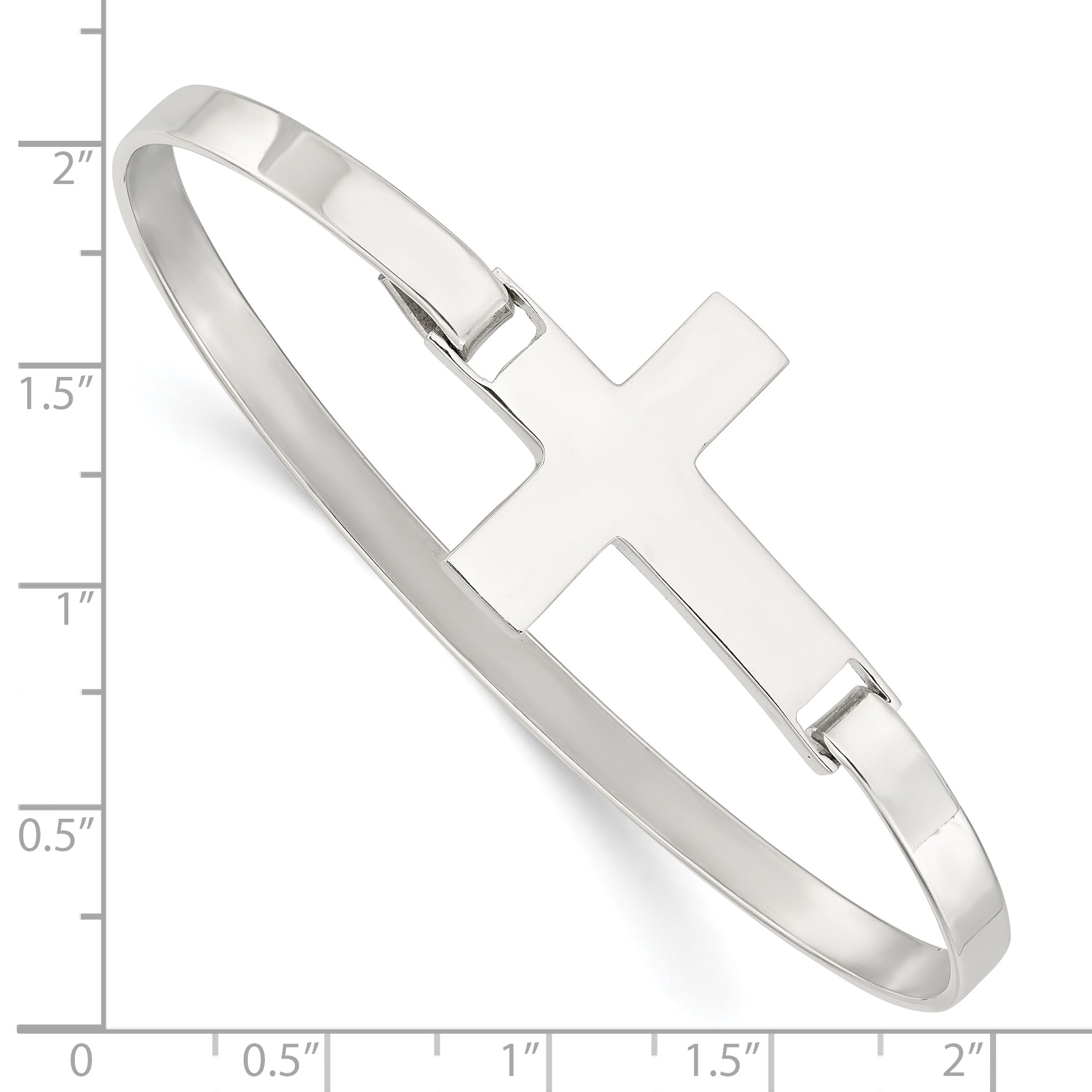 Sophia Jewelers Sterling Silver 925 Polished Cross Bangle Elegant Handmade Design