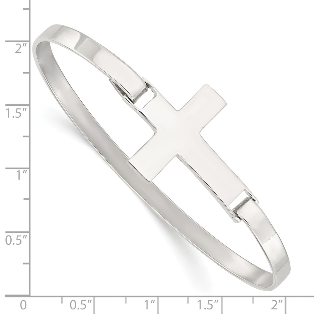 Sophia Jewelers Sterling Silver 925 Polished CroSterling Silver Bangle Elegant Handmade Design