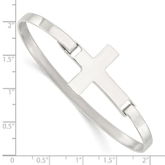 Sophia Jewelers Sterling Silver 925 Polished Cross Bangle Elegant Handmade Design