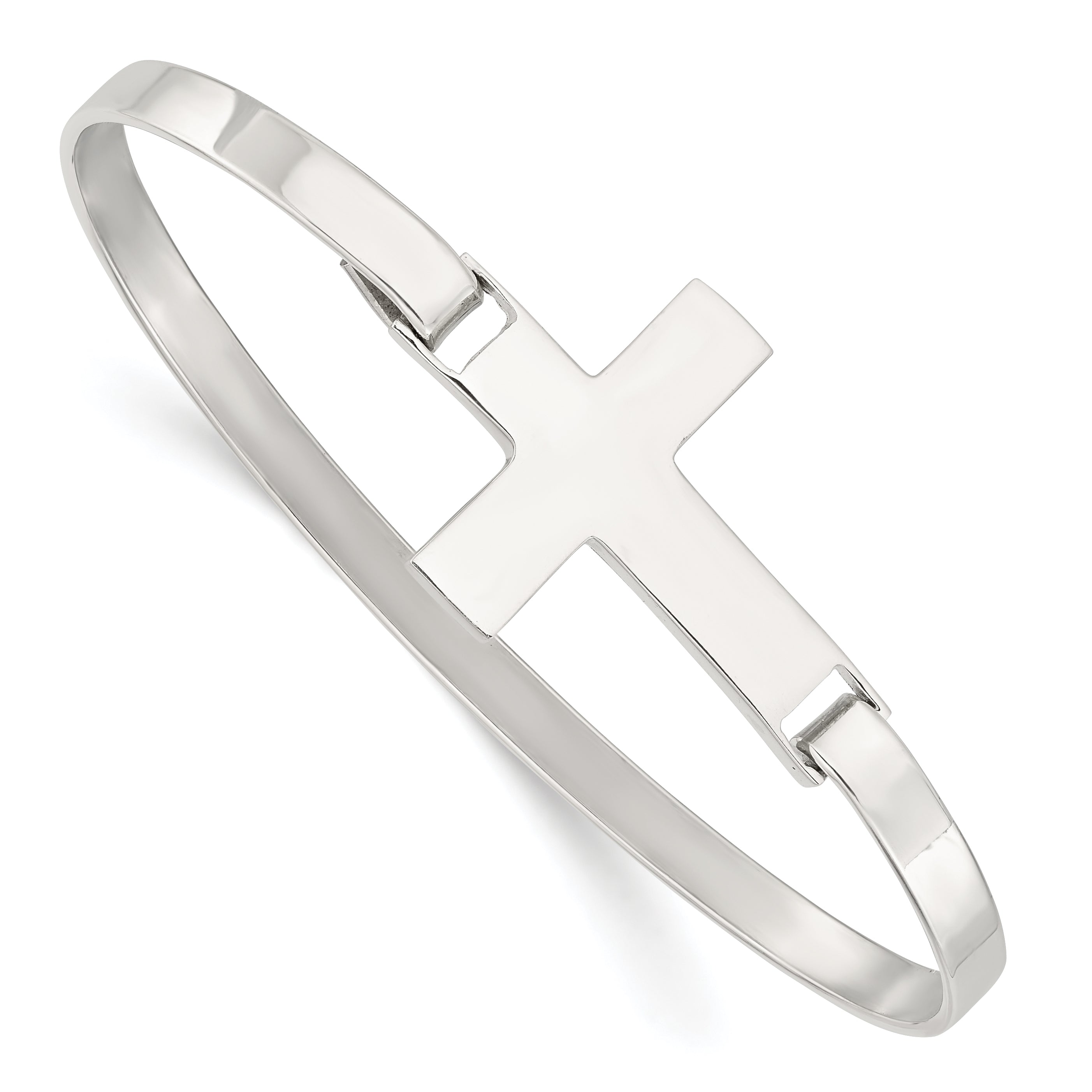 Sterling Silver Polished Cross Bangle Main image