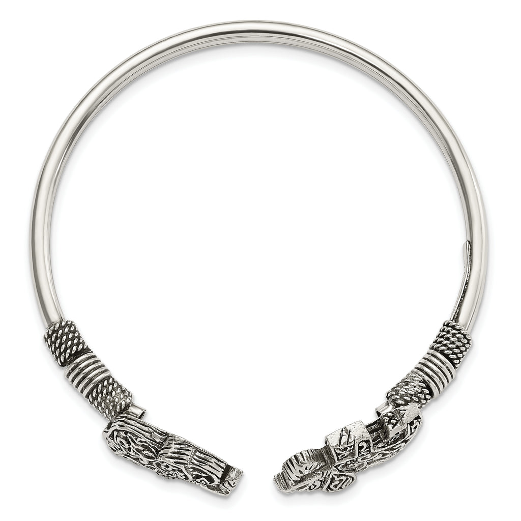 Sterling Silver 925 Flexible Elephant Filigree Cuff for Women