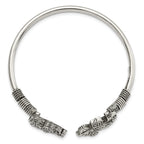 Sterling Silver 925 Flexible Elephant Filigree Cuff for Women