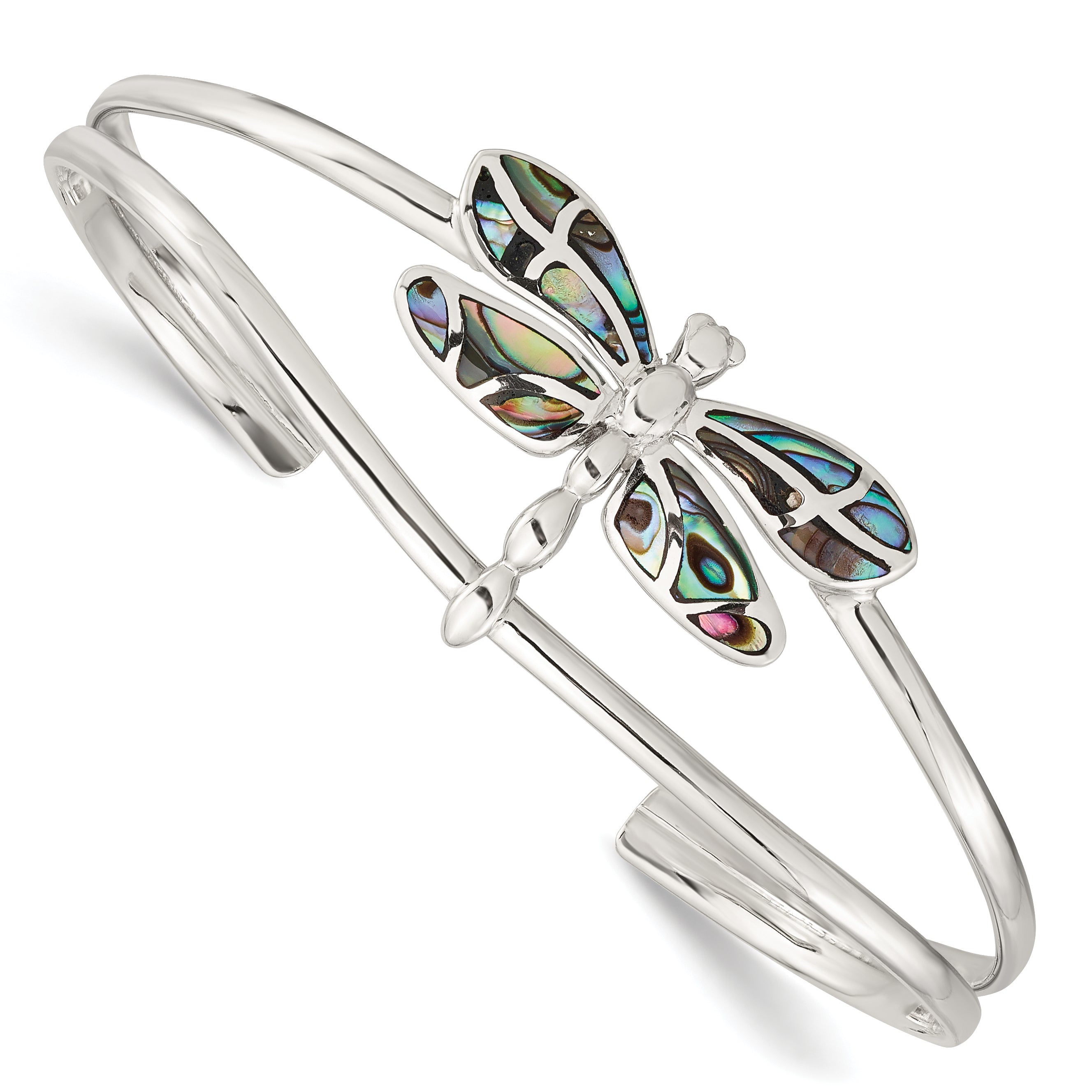 Sterling Silver Abalone Dragonfly Bangle Bracelet Main image