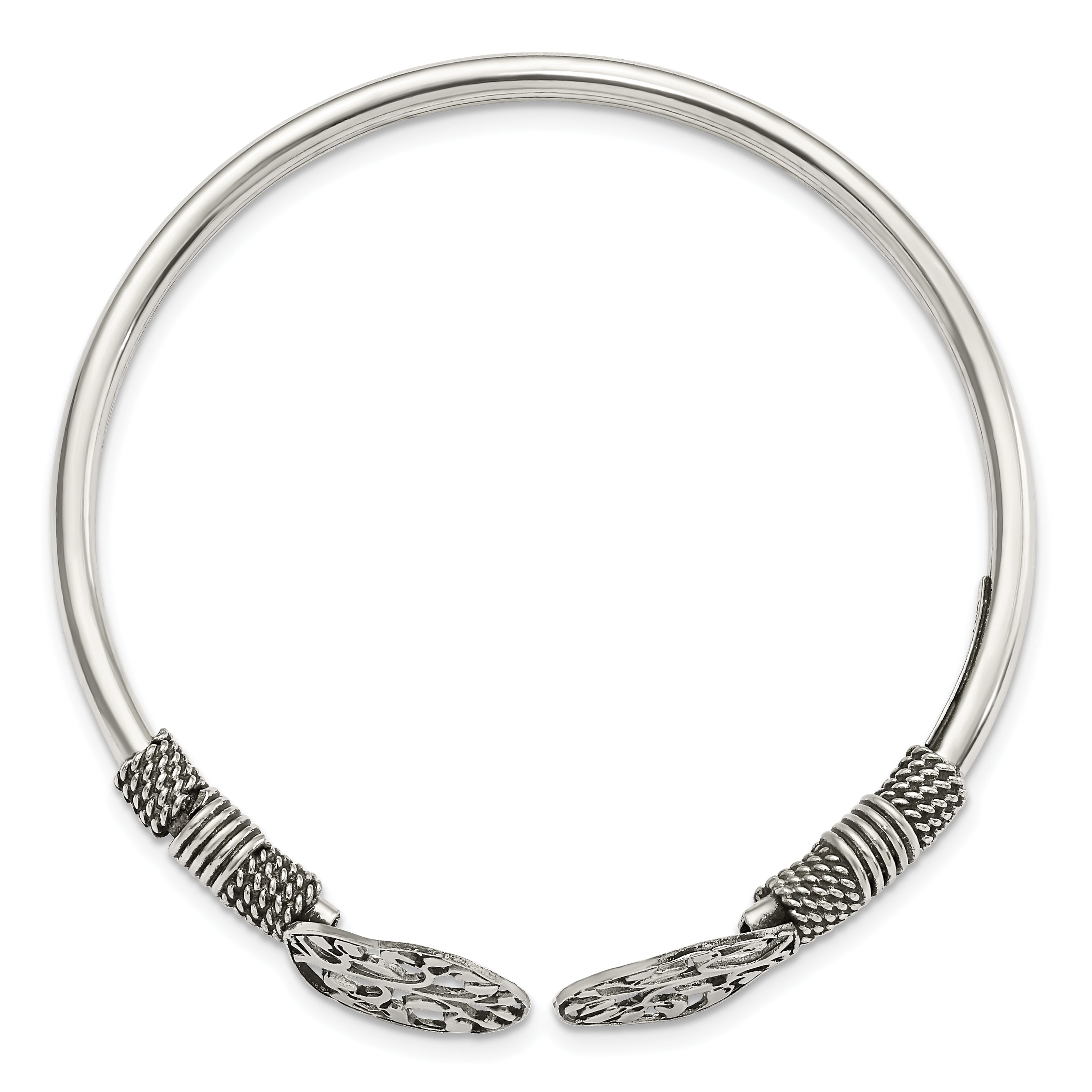 Sterling Silver 925 Flexible Tree Cuff Bracelet with Polished Antiqued Finish