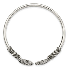 Sterling Silver 925 Flexible Tree Cuff Bracelet with Polished Antiqued Finish