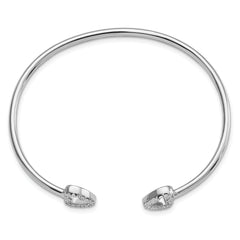 Sophia Jewelers Polished 925 Silver Heart Cuff Bangle with 36 CZ