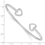 Sophia Jewelers Polished 925 Silver Heart Cuff Bangle with 36 CZ
