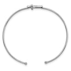 Sophia Jewelers Sterling Silver CZ CroSterling Silver Cuff Bangle Elegant Rhodium-Plated Design