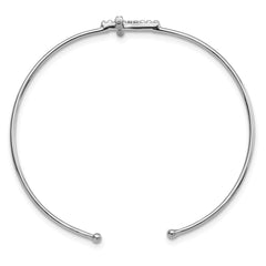 Sophia Jewelers Sterling Silver CZ Cross Cuff Bangle Elegant Rhodium-Plated Design