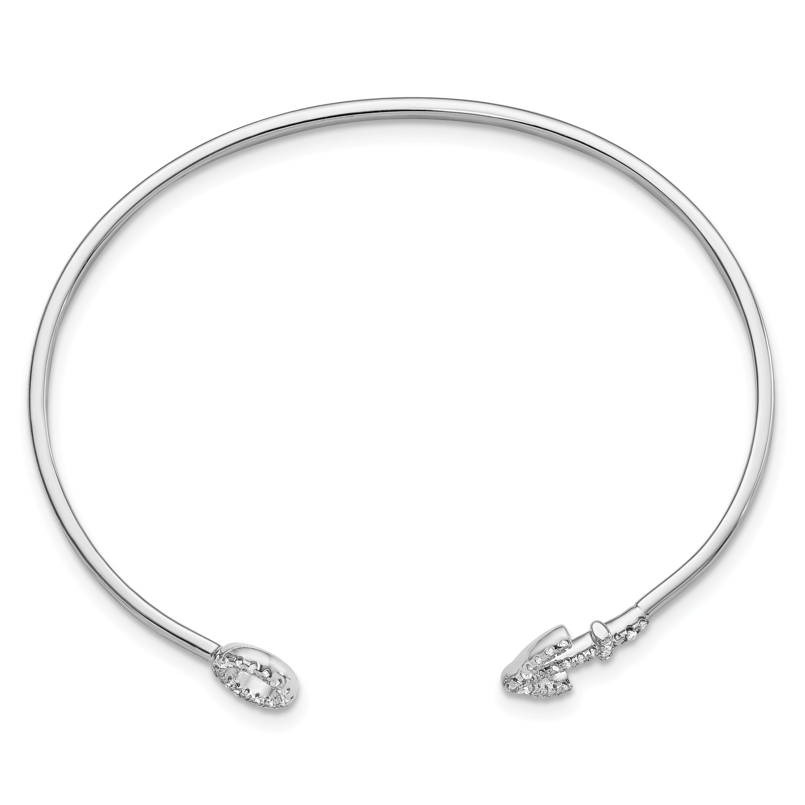 Sophia Jewelers Sterling Silver CZ Anchor Cuff Bangle with Rhodium Finish