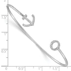 Sophia Jewelers Sterling Silver CZ Anchor Cuff Bangle with Rhodium Finish
