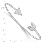 Sophia Jewelers Sterling Silver CZ Arrow Cuff Bangle with Rhodium Polish