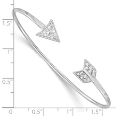 Sophia Jewelers Sterling Silver CZ Arrow Cuff Bangle with Rhodium Polish