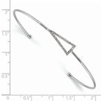 Sterling Silver CZ Cuff Bangle with Polished Rhodium Finish