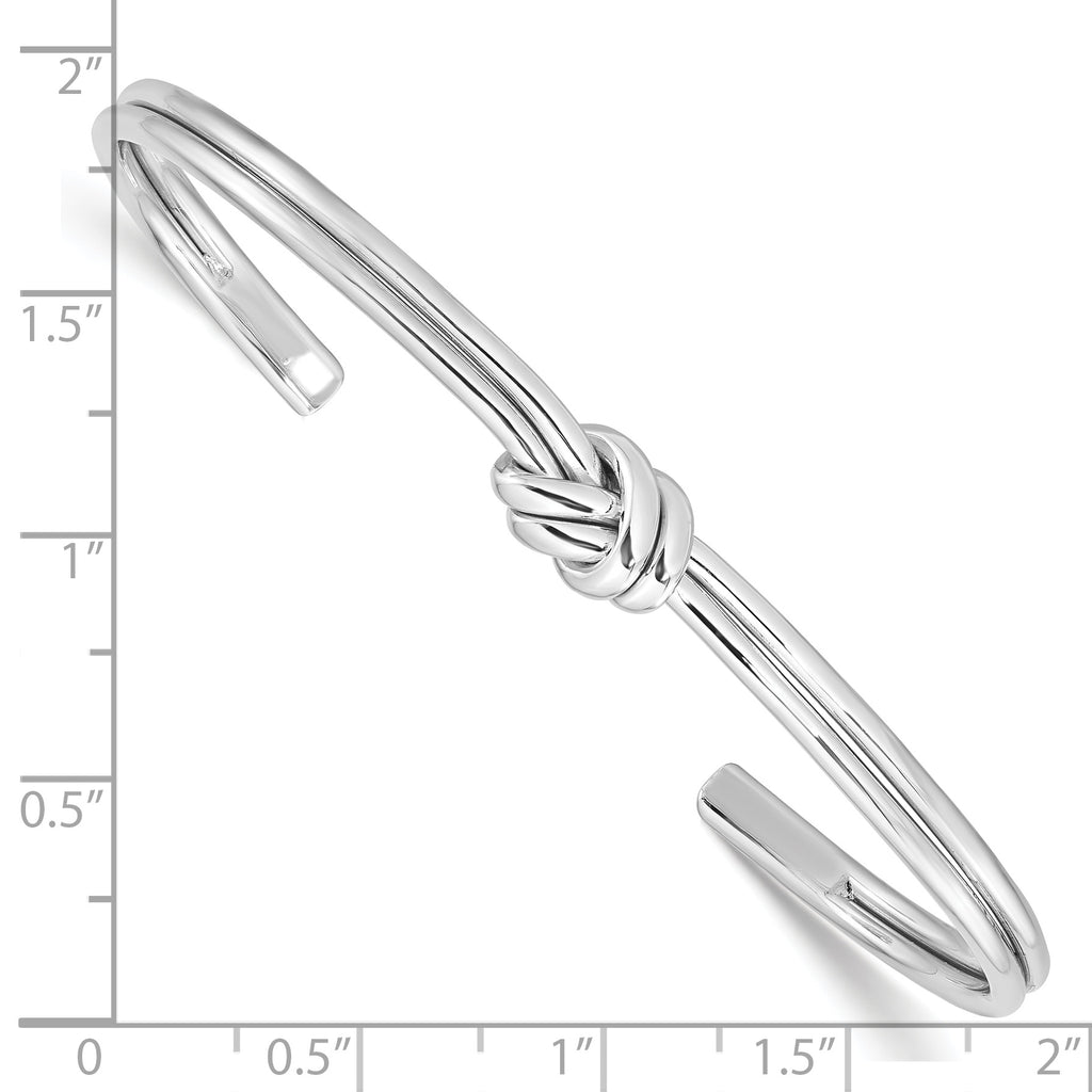 Sterling Silver 925 Polished Knot Cuff Bangle for Women