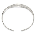 925 Sterling Silver Polished Multi-Strand Cuff Bangle Unisex Elegance